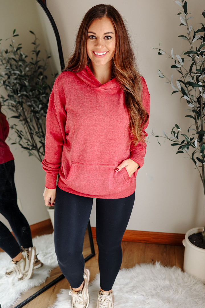 Estella Burnout Hoodie - Garnet Red