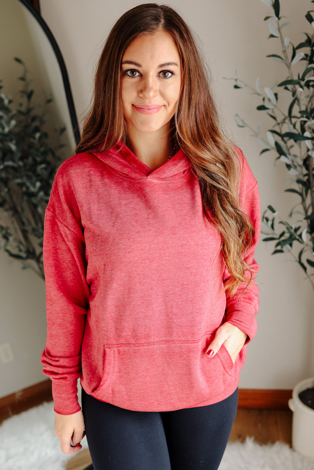 Estella Burnout Hoodie - Garnet Red