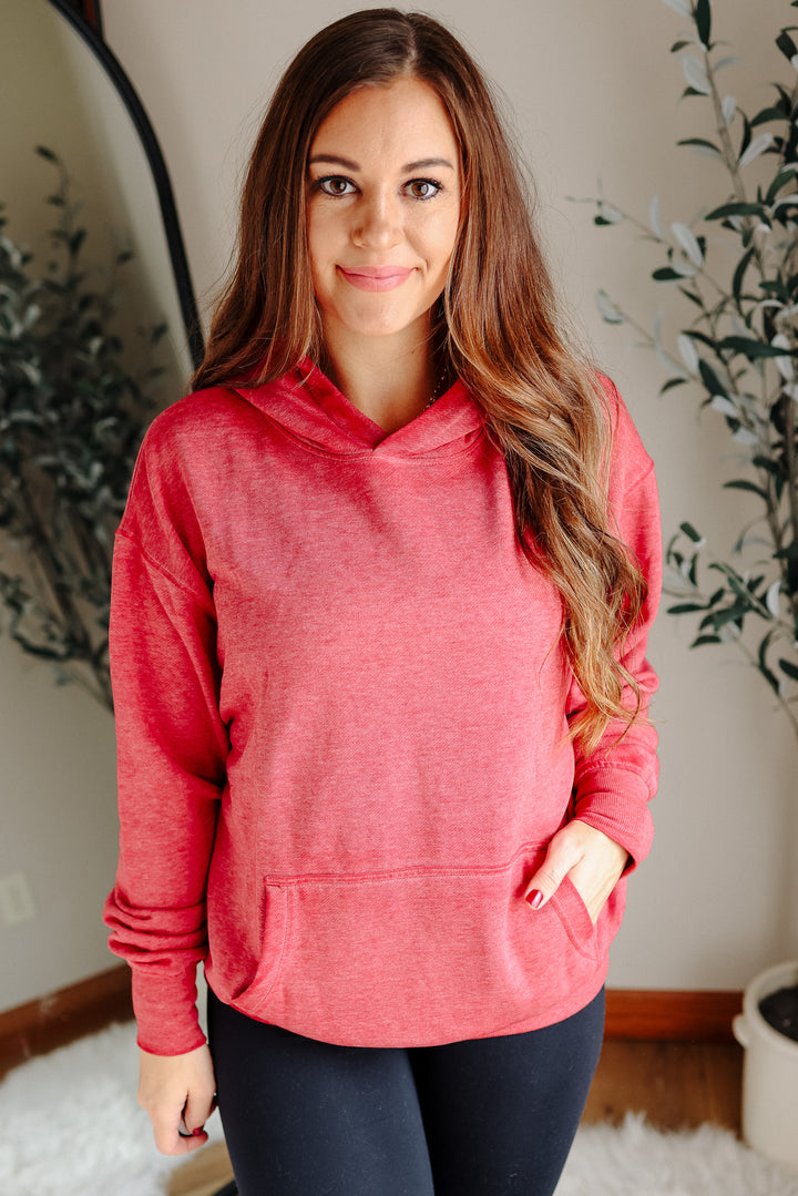 Estella Burnout Hoodie - Garnet Red