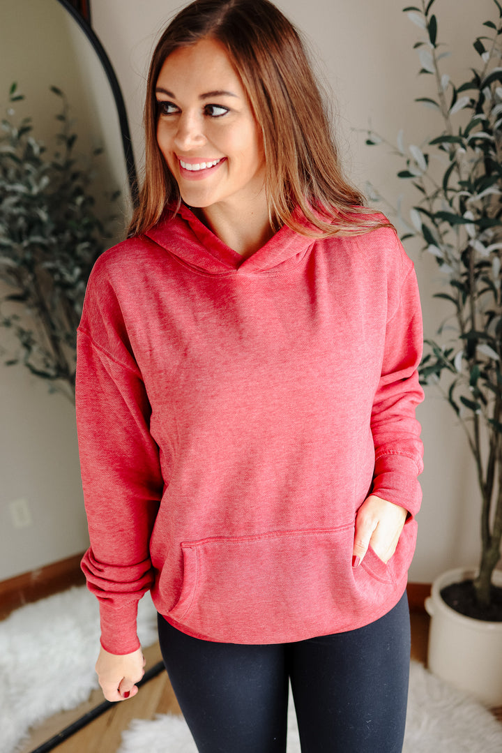Estella Burnout Hoodie - Garnet Red