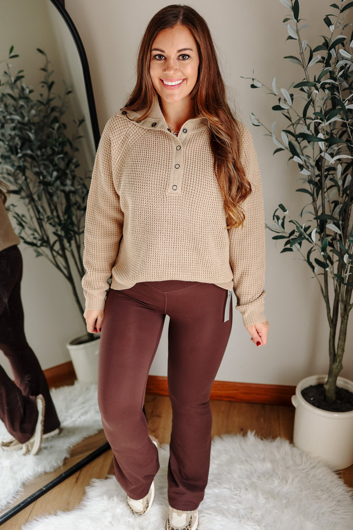 Venice Crossover Waist Yoga Pants - Espresso
