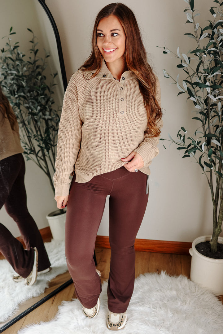 Venice Crossover Waist Yoga Pants - Espresso