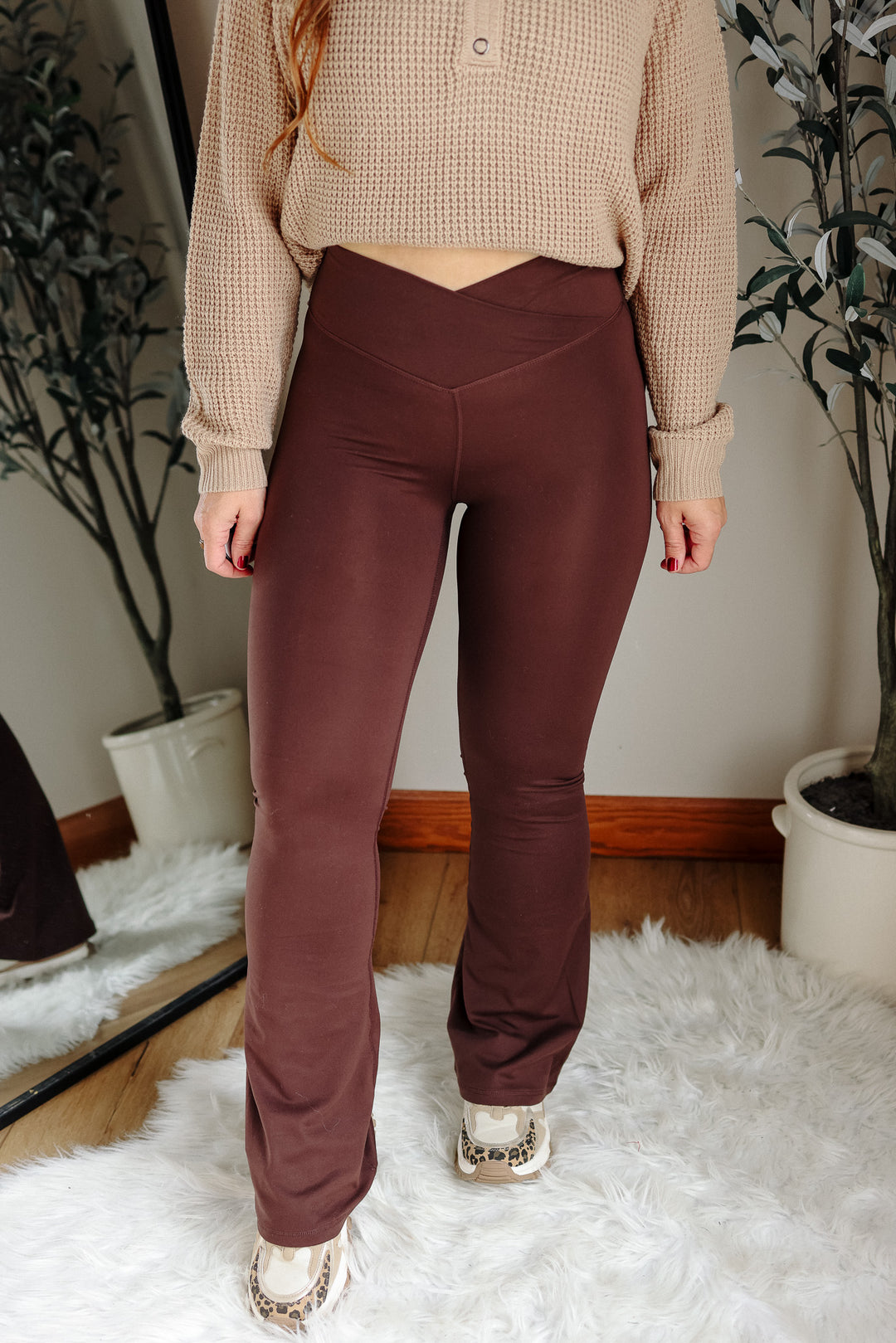 Venice Crossover Waist Yoga Pants - Espresso