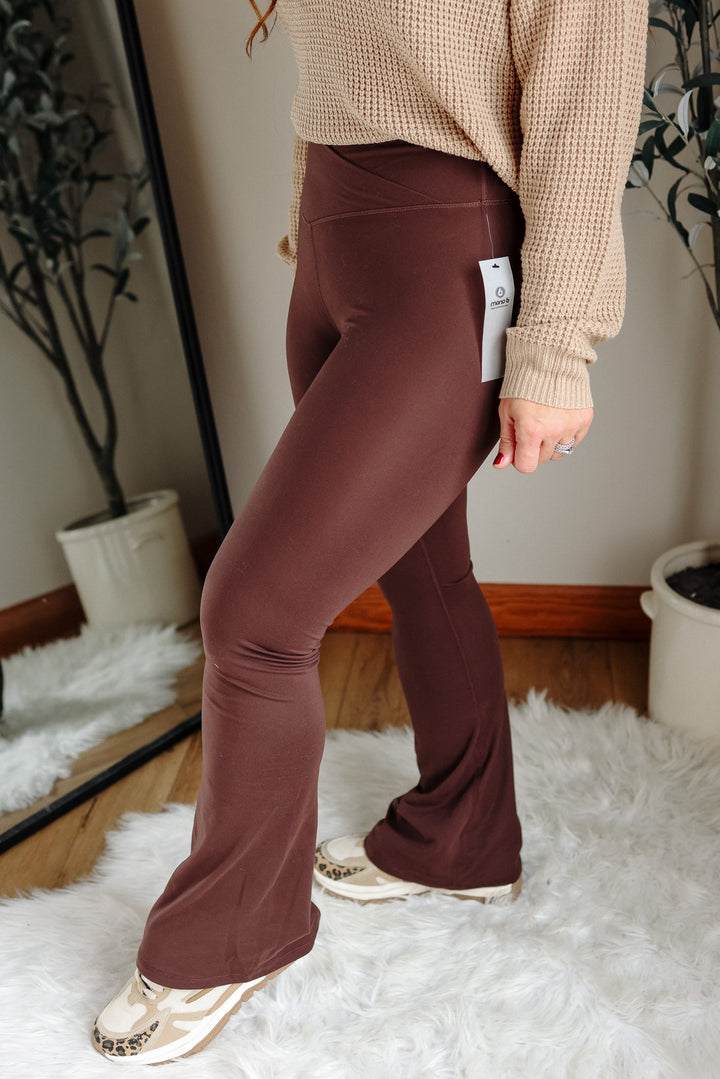 Venice Crossover Waist Yoga Pants - Espresso