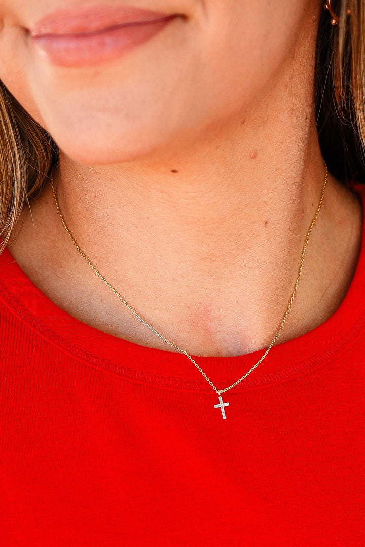 Mini CZ Cross Pendant Necklace