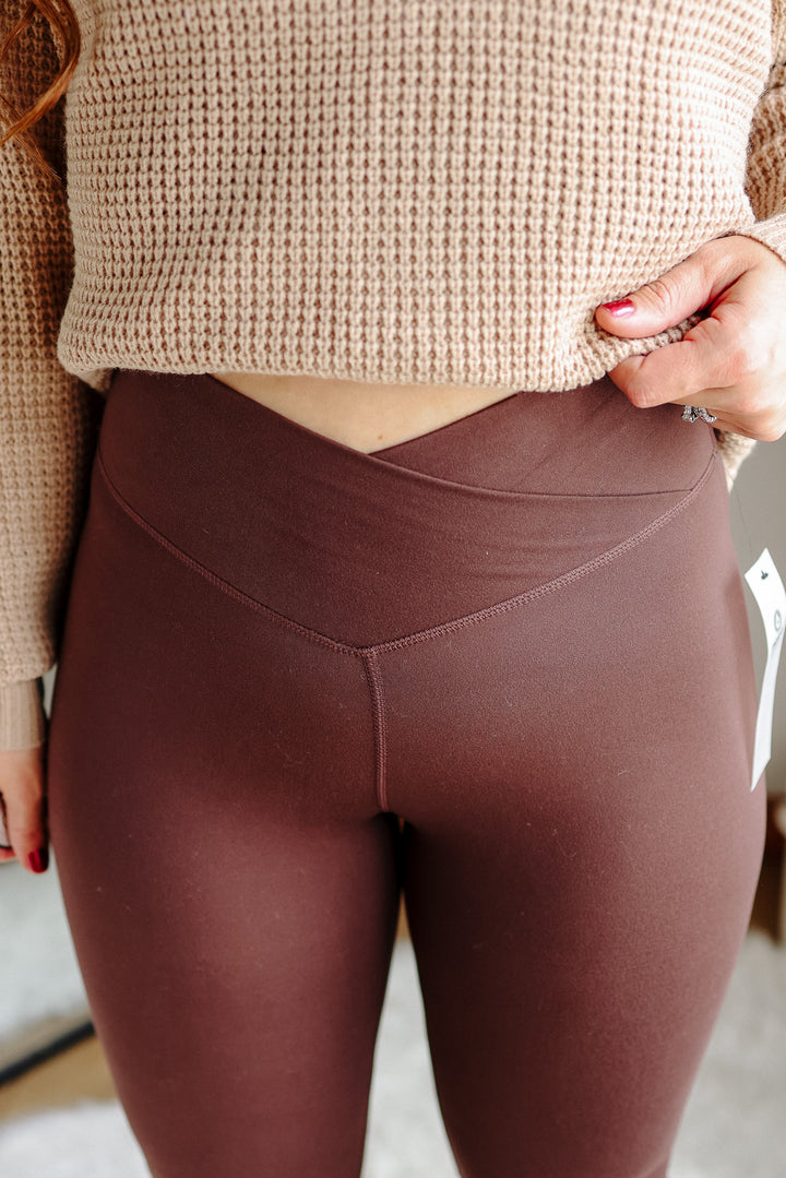 Venice Crossover Waist Yoga Pants - Espresso