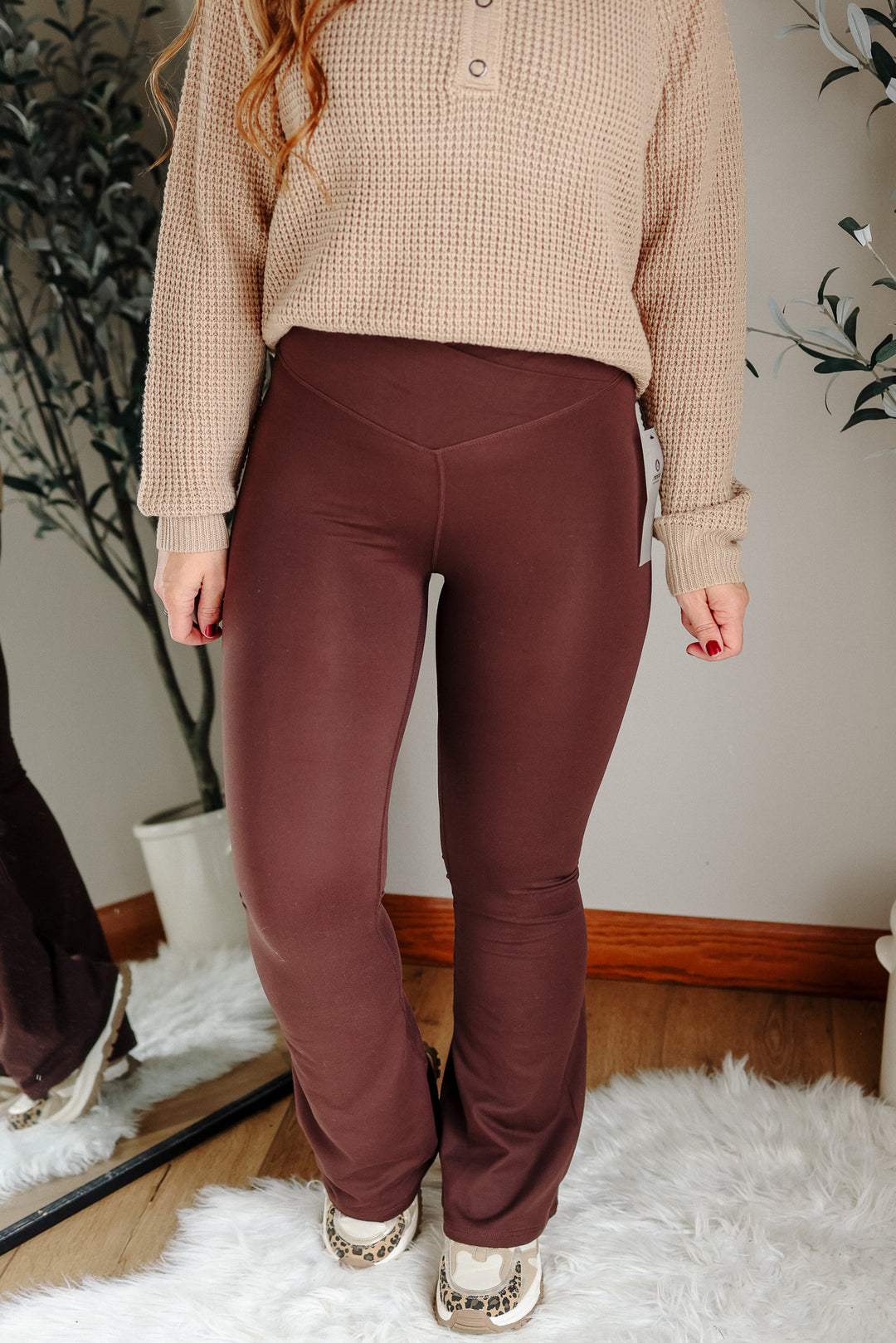 Venice Crossover Waist Yoga Pants - Espresso