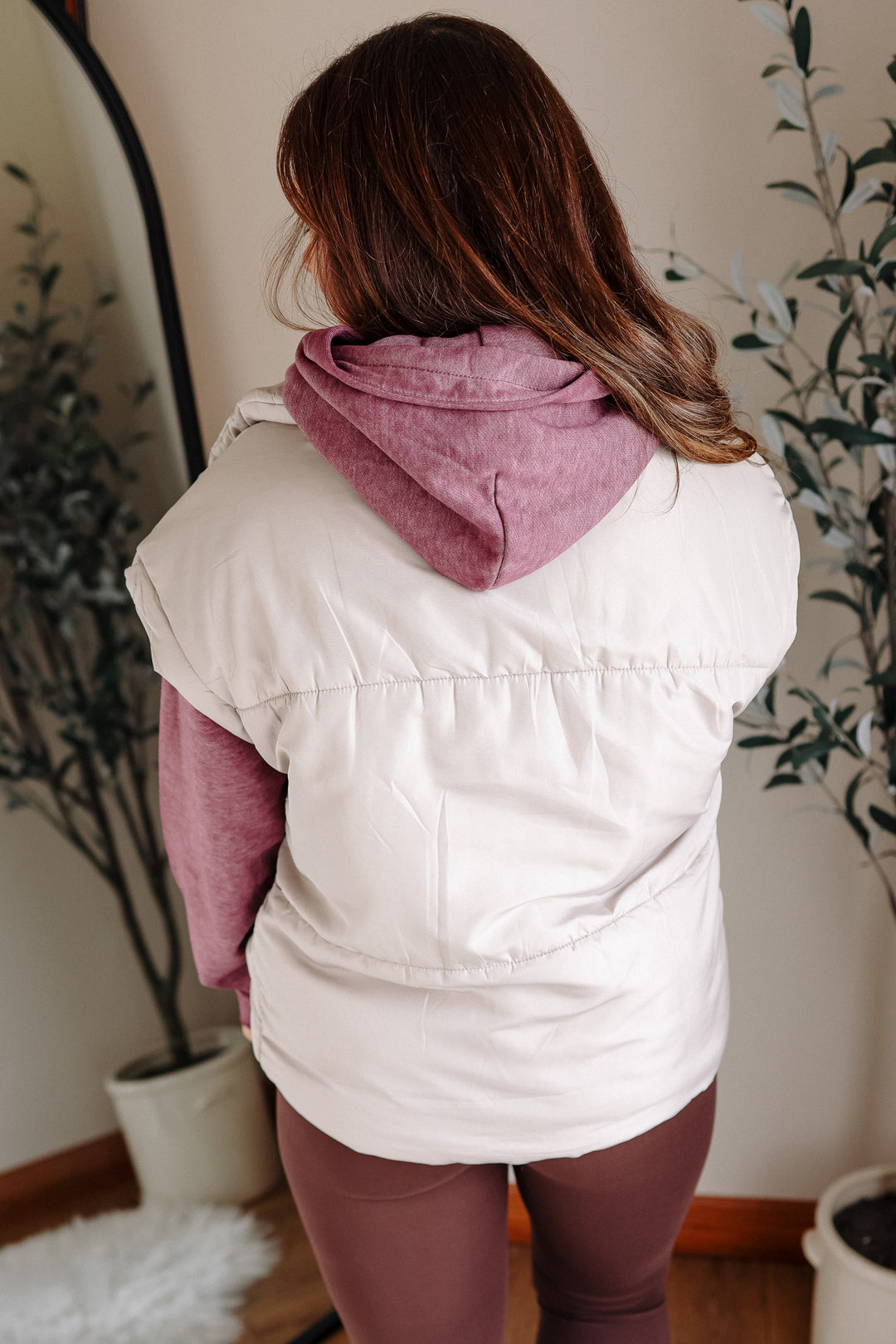 Sammi Snap Button Puffer Vest - Cement