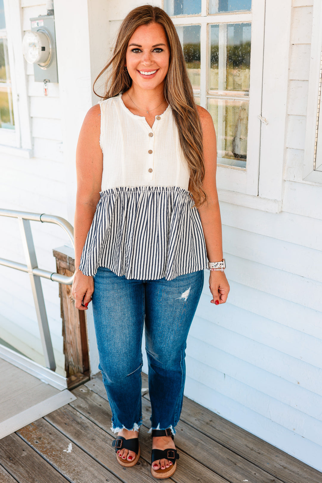 Stella Striped Tiered Sleeveless Top