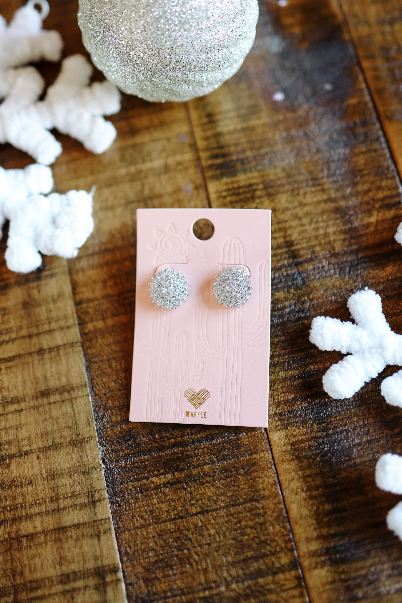 Pave Flower Stud Earrings - Silver