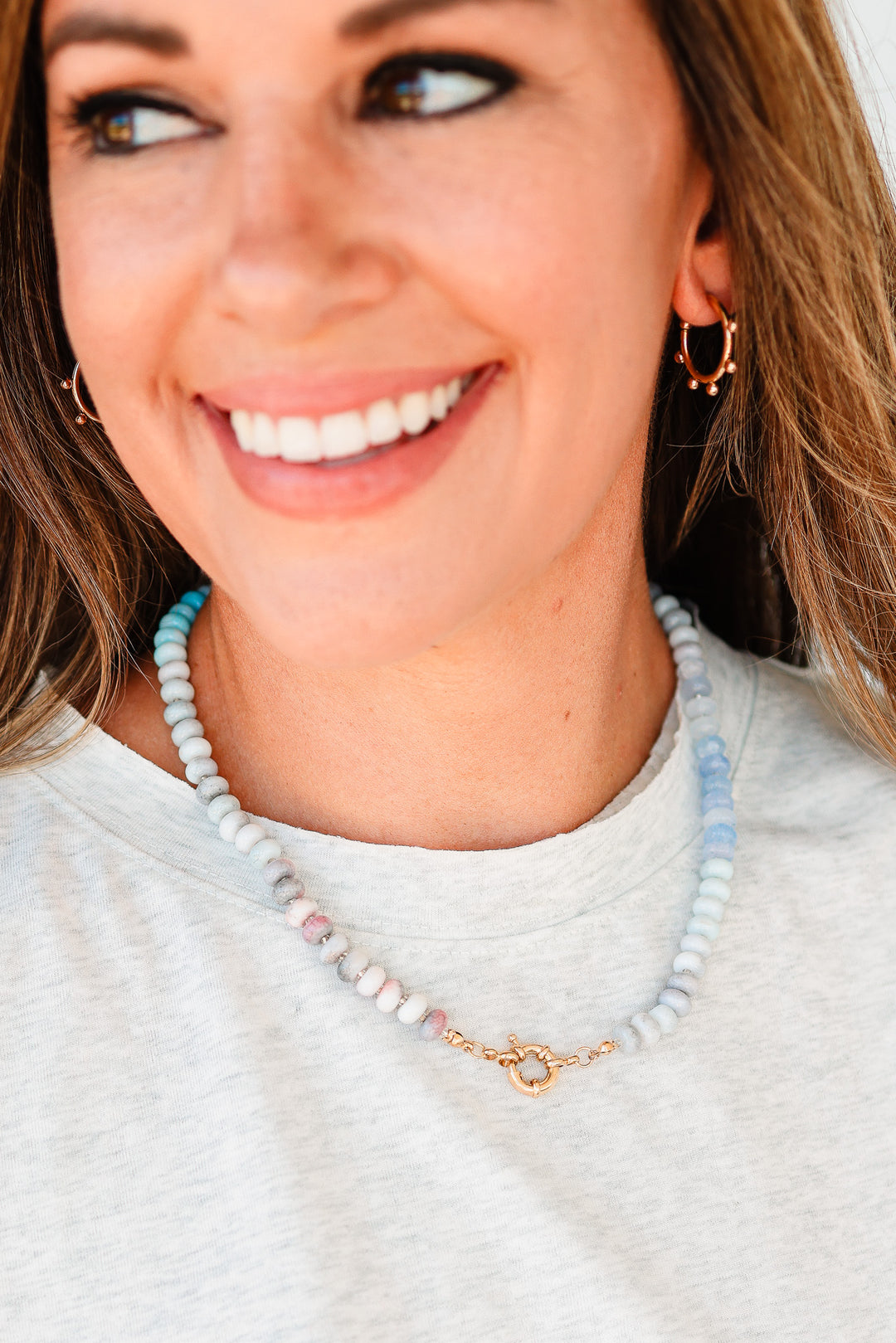 Etta Glass Mixed Necklace - Blue/Grey
