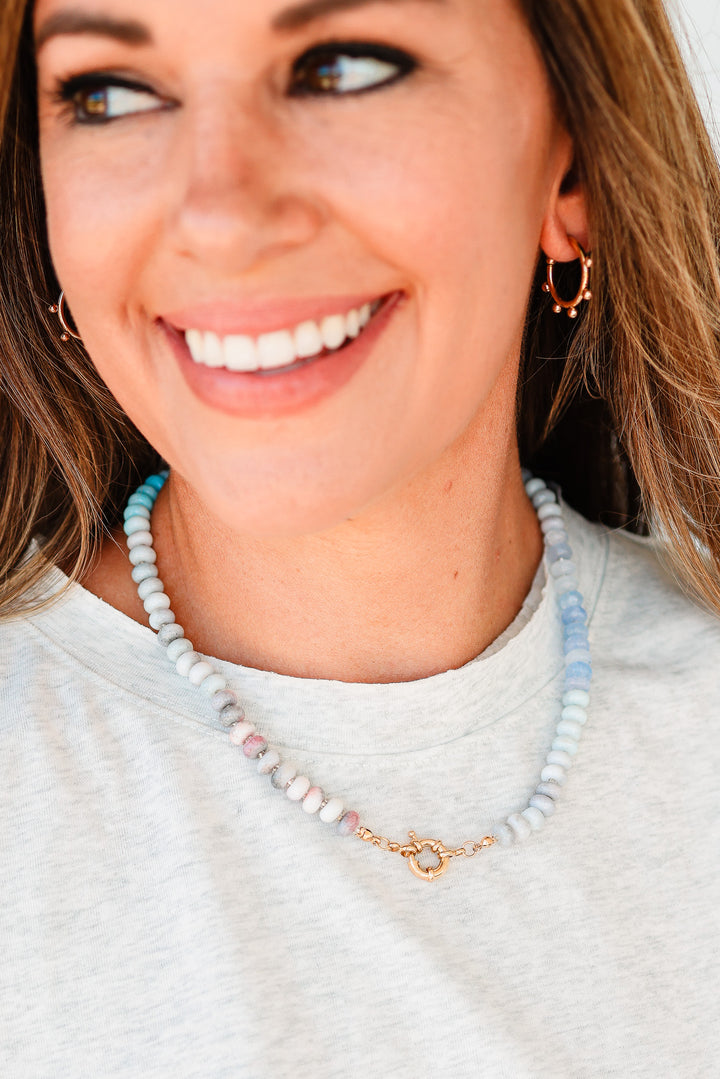Etta Glass Mixed Necklace - Blue/Grey