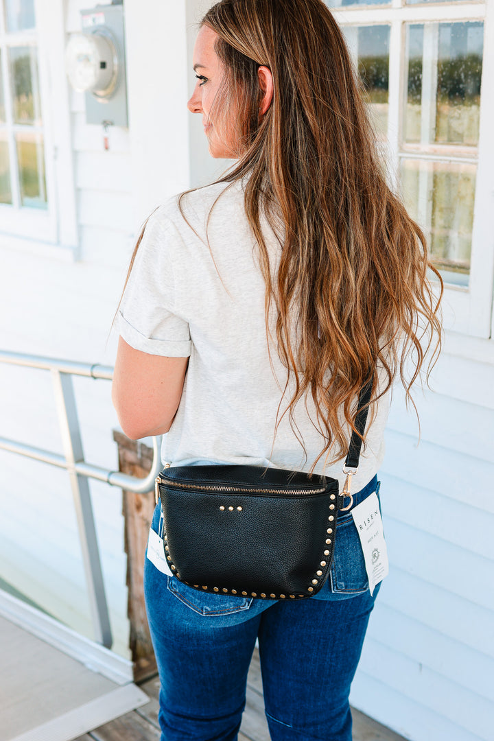 Pebble Sabrina Studded Bum Bag - Black