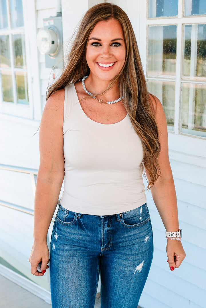 Bria Scoop Neck Tank - Ecru