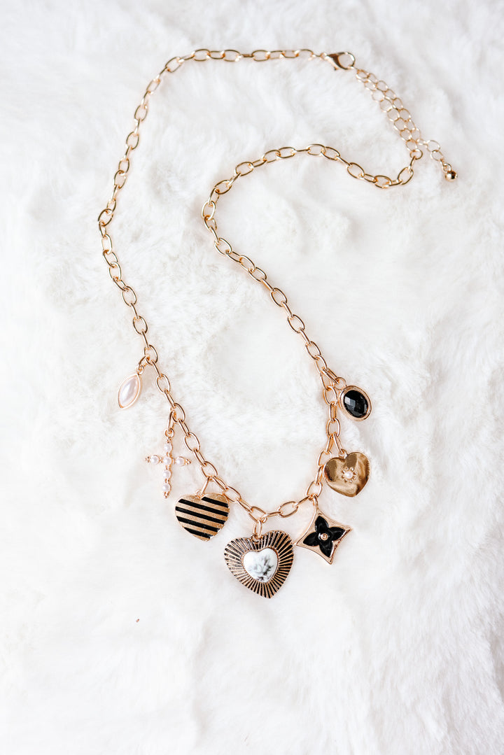 Vintage Heart Clover Cross Charm Necklace