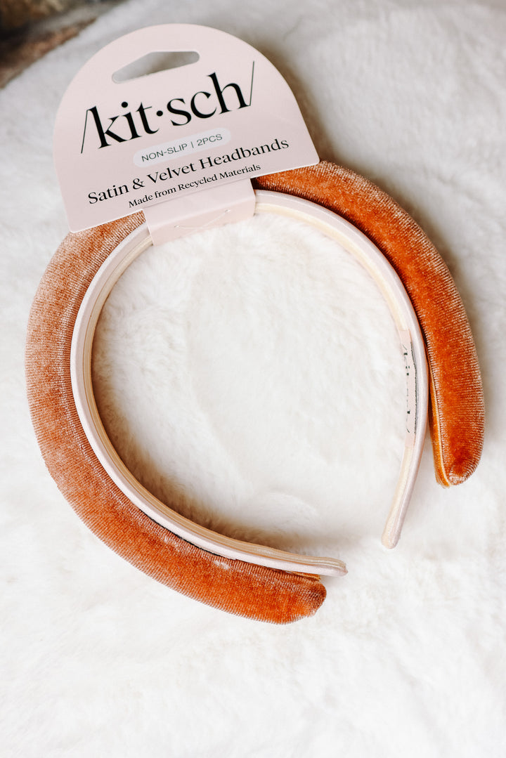 Cream & Camel Satin & Velvet Headbands