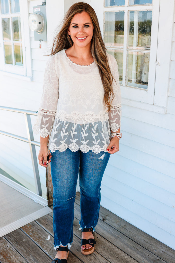 Boho Bell Sleeve Peplum Crochet Top