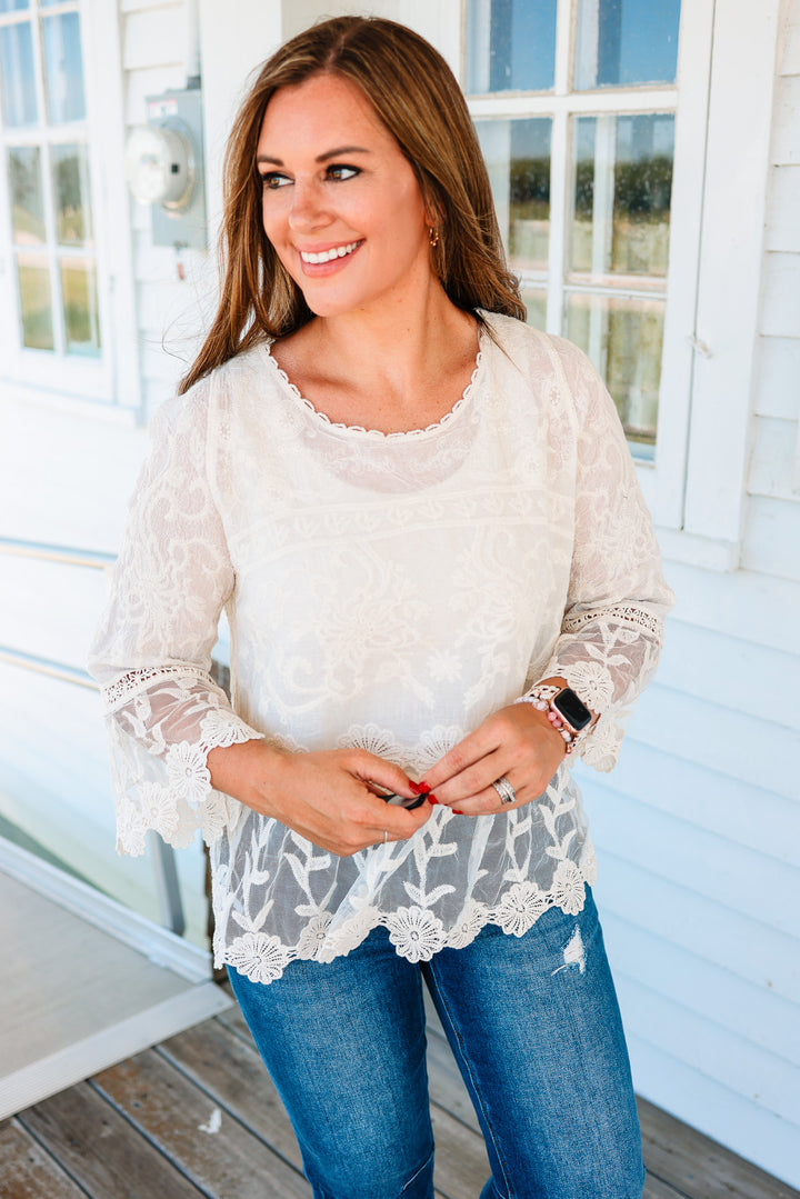 Boho Bell Sleeve Peplum Crochet Top