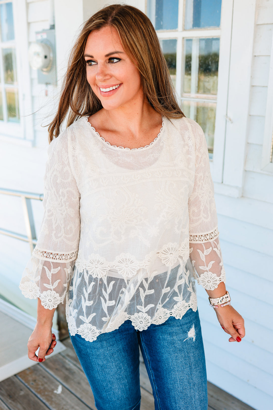 Boho Bell Sleeve Peplum Crochet Top