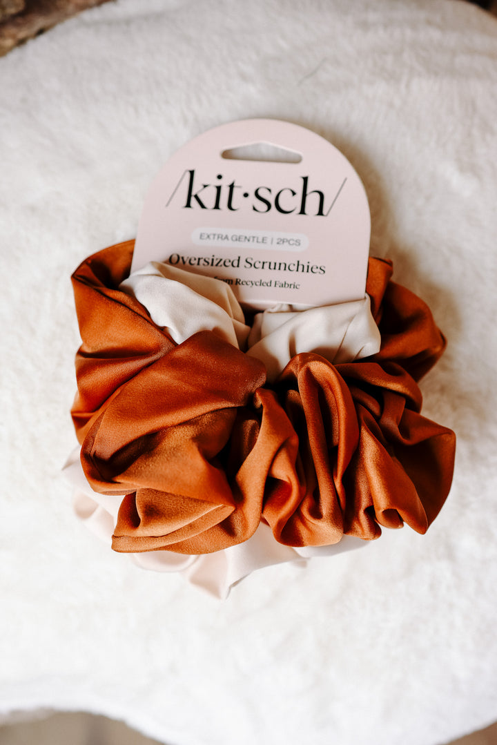Cream & Camel Oversized Scrunchies
