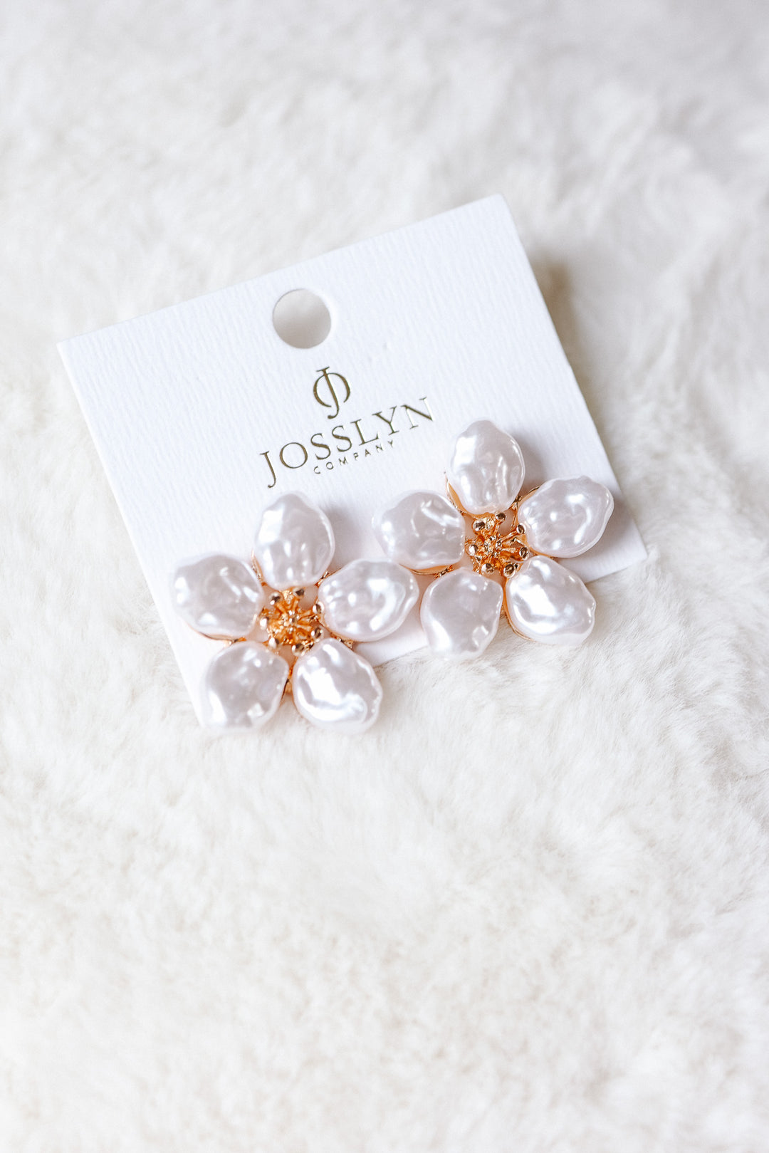 Vintage Bold Pearl Flower Stud Earrings