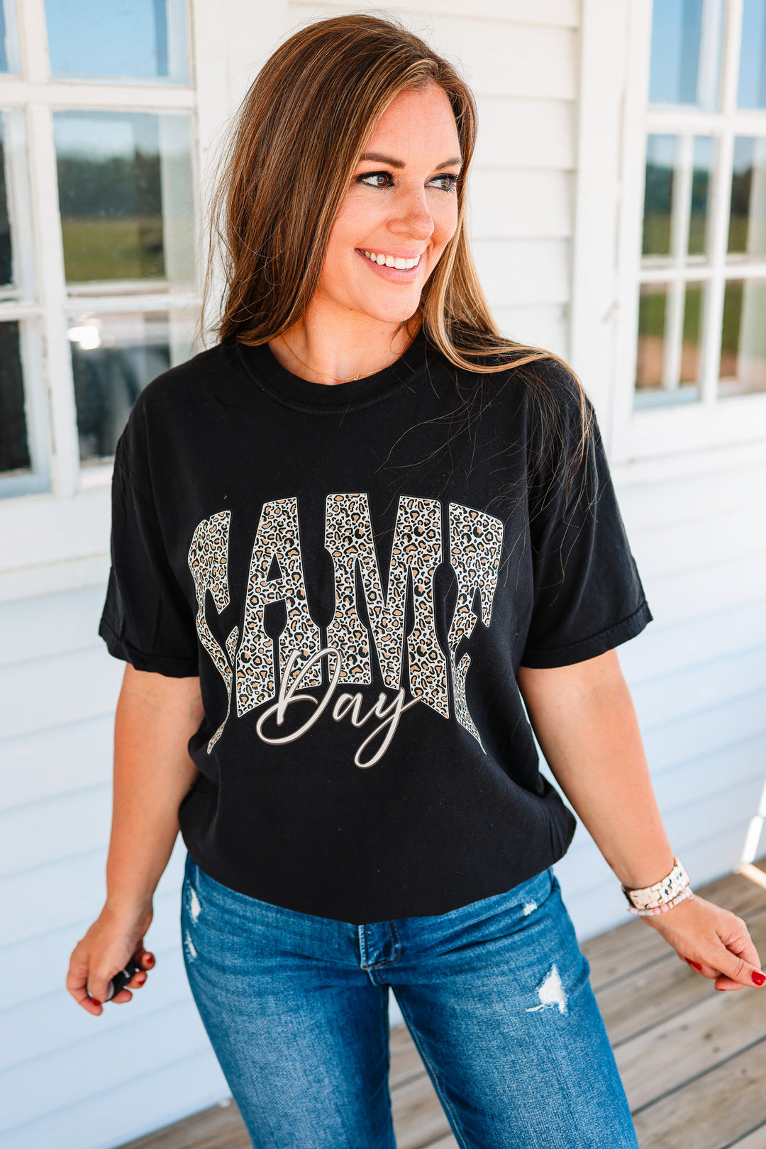 Leopard Game Day Graphic Tee - Black