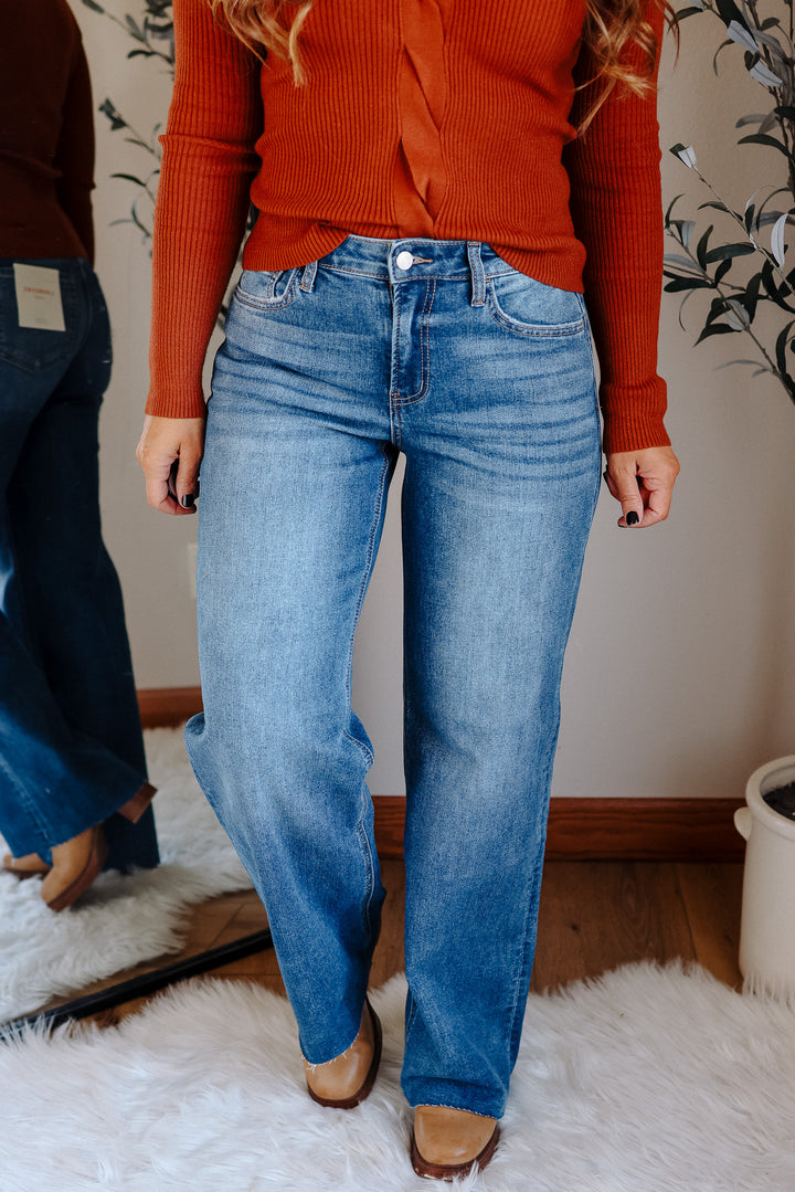 LOVERVET: ROWE RAW HEM WIDE JEANS