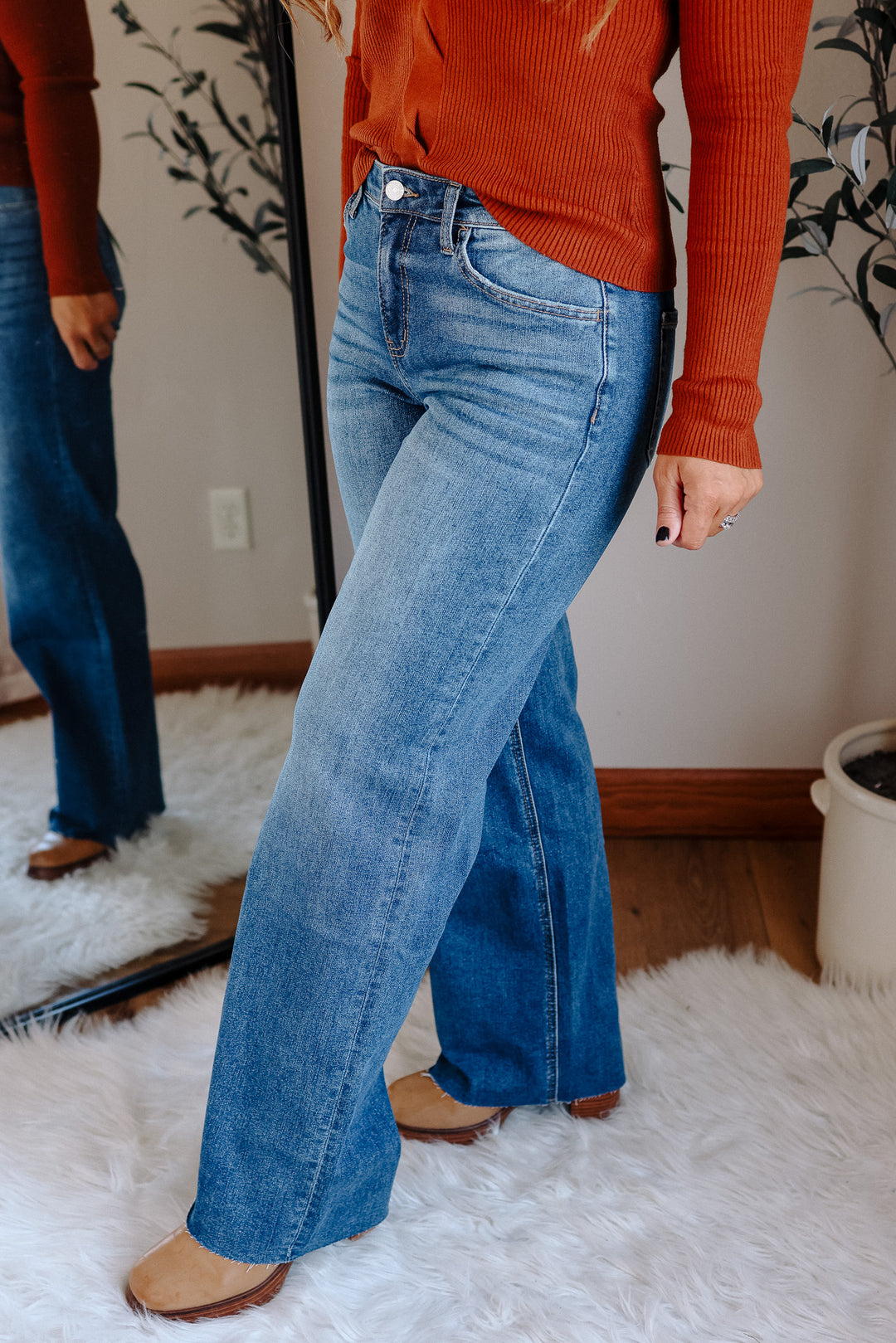 LOVERVET: ROWE RAW HEM WIDE JEANS