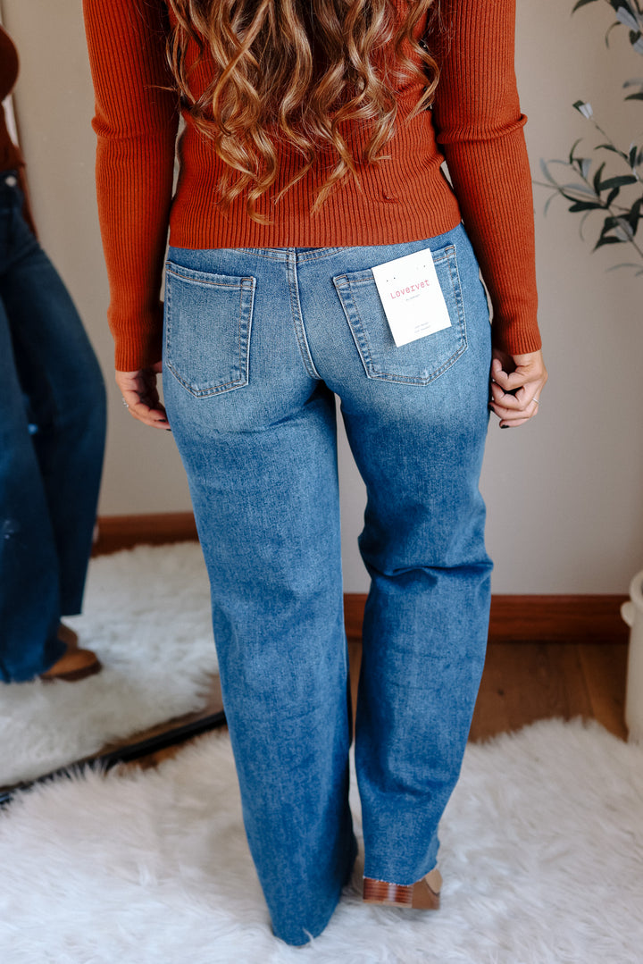 LOVERVET: ROWE RAW HEM WIDE JEANS