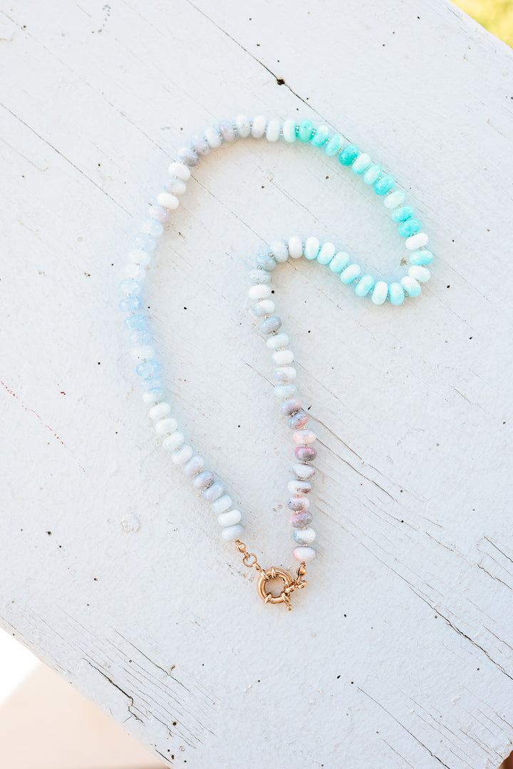 Etta Glass Mixed Necklace - Blue/Grey
