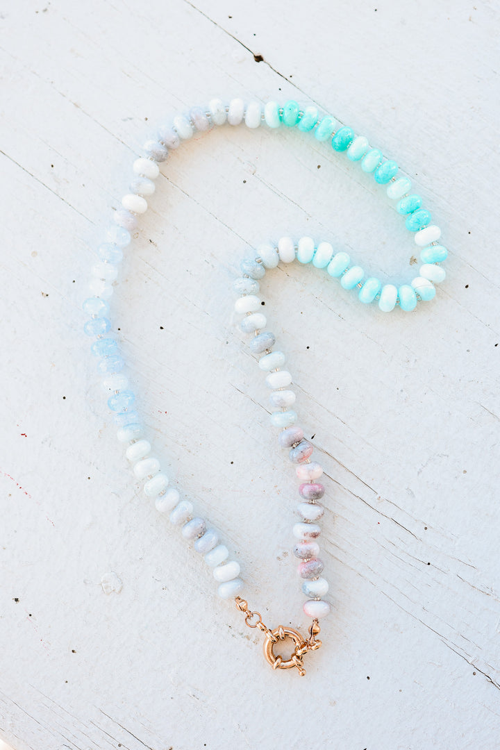 Etta Glass Mixed Necklace - Blue/Grey