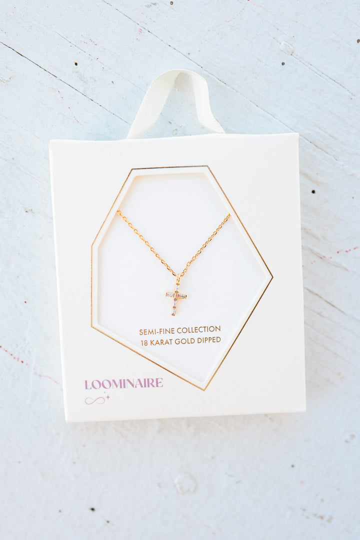 Mini CZ Cross Pendant Necklace