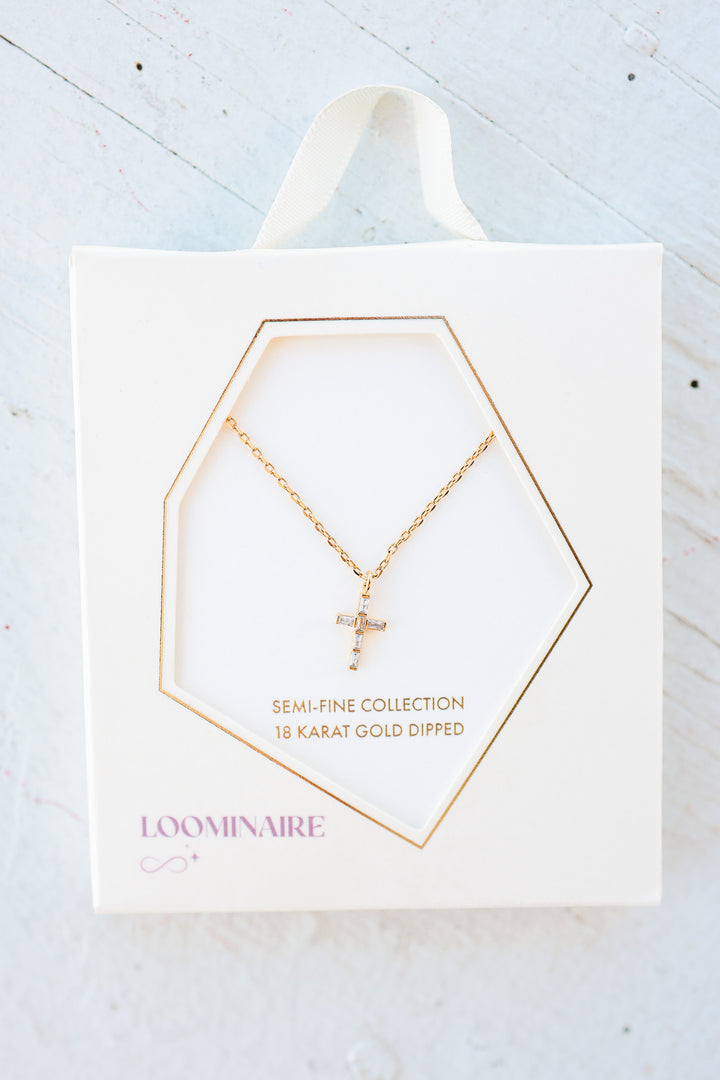 Mini CZ Cross Pendant Necklace