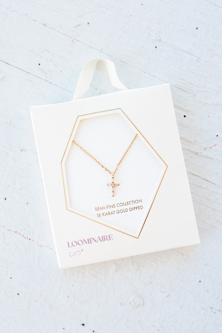 Mini CZ Cross Pendant Necklace