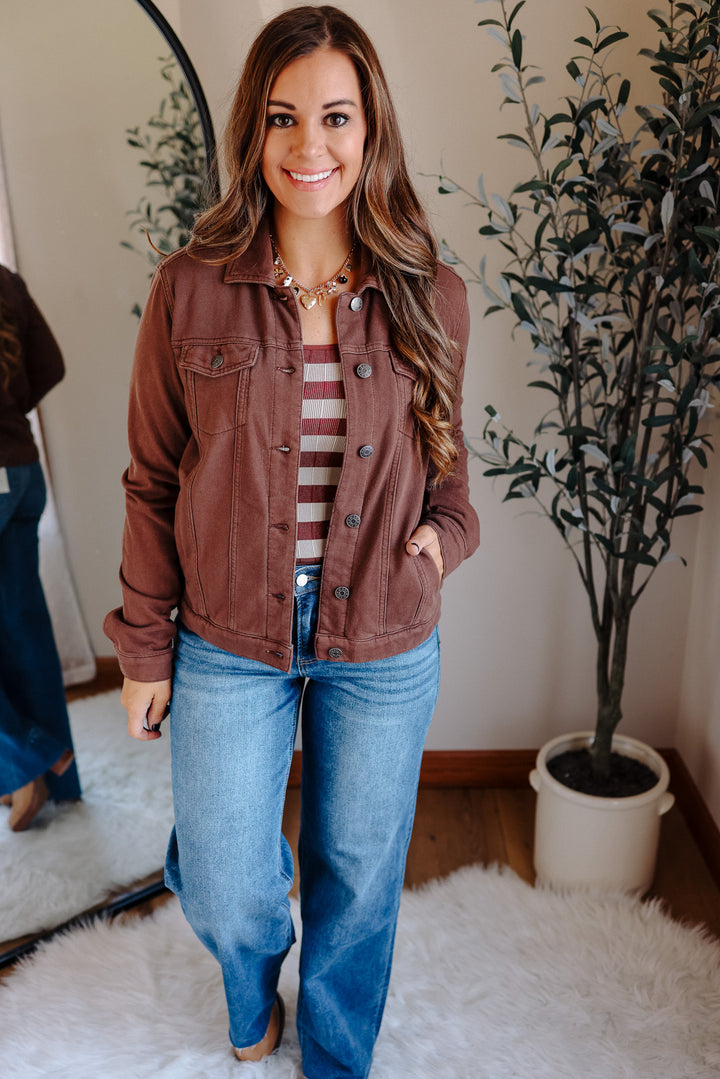 Cassie Cotton Fleece Jacket - Brown