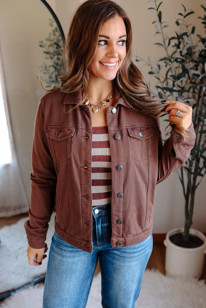 Cassie Cotton Fleece Jacket - Brown