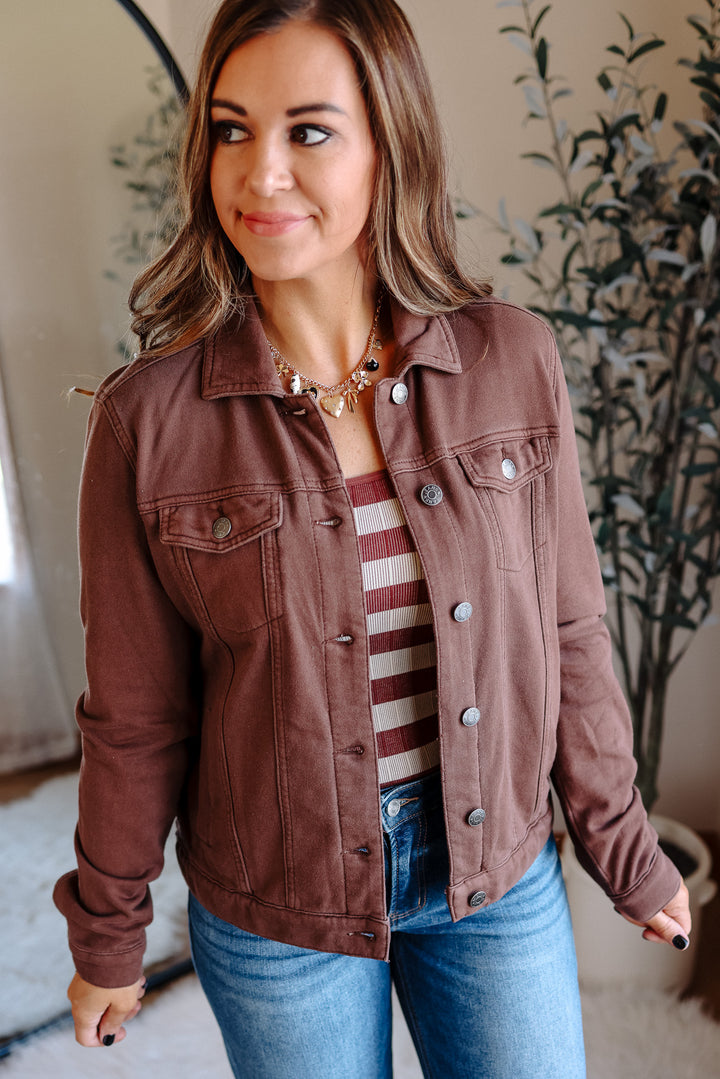 Cassie Cotton Fleece Jacket - Brown