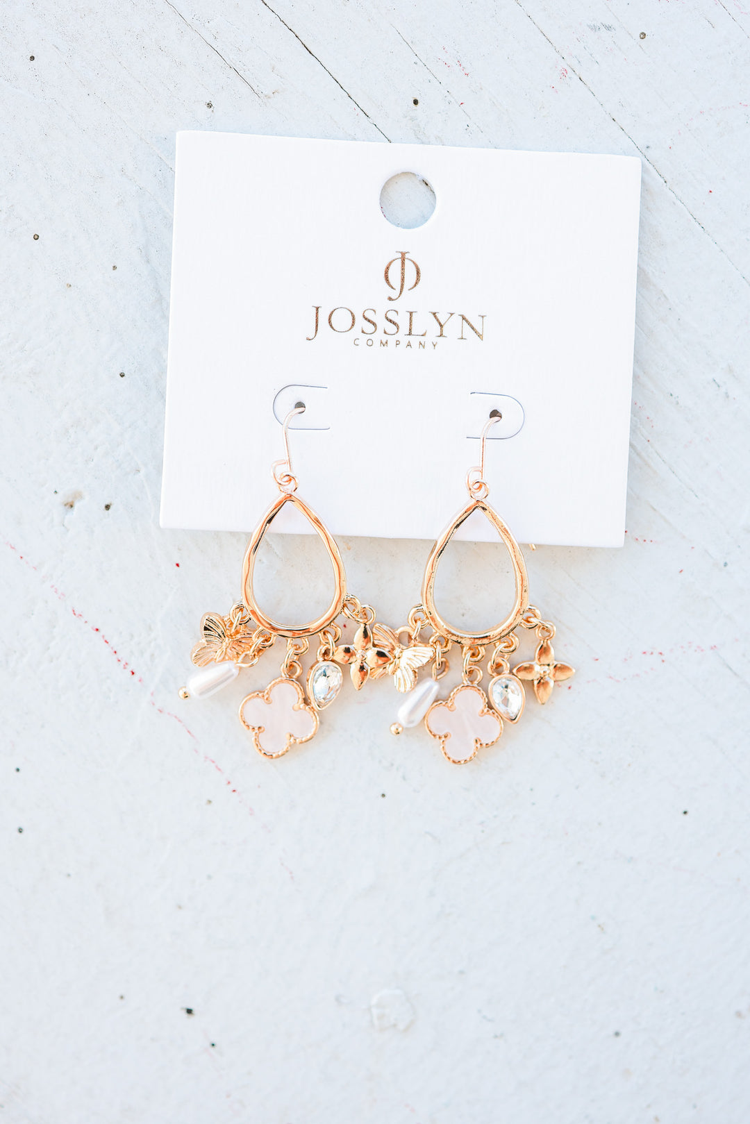 Multi Charm Clover Teardrop Earrings
