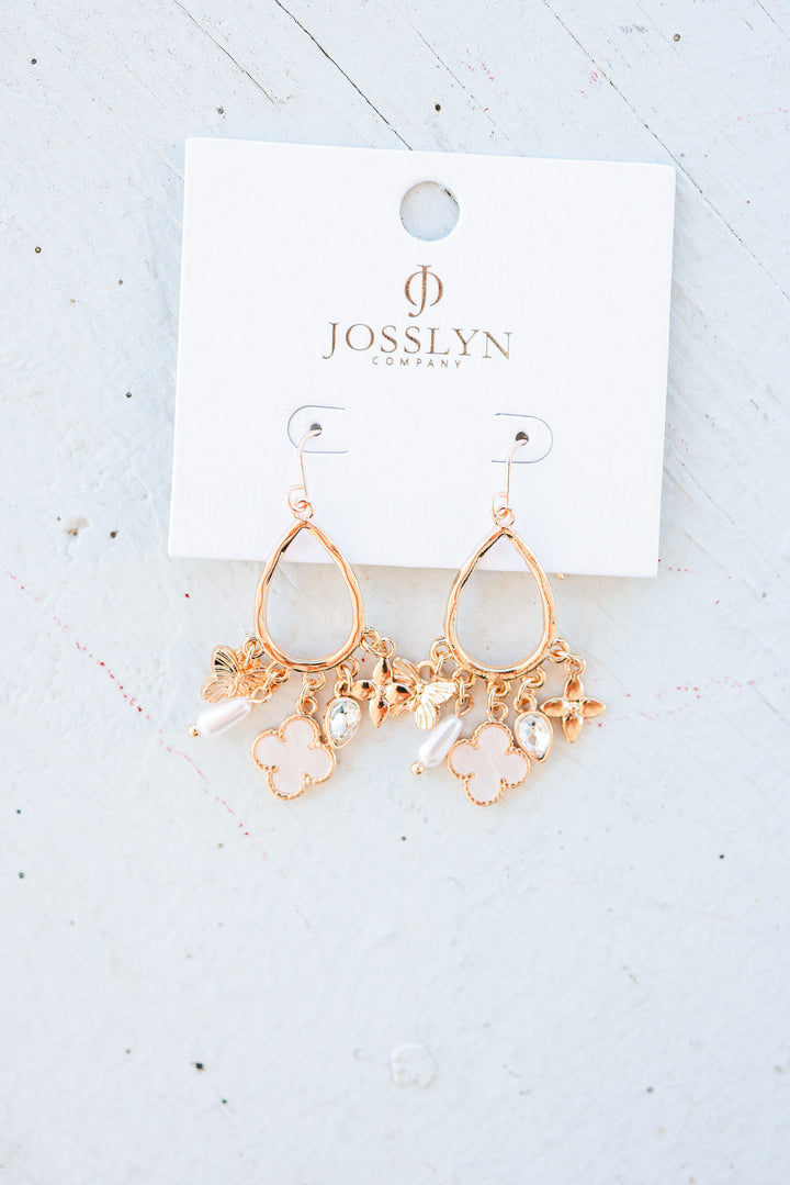 Multi Charm Clover Teardrop Earrings