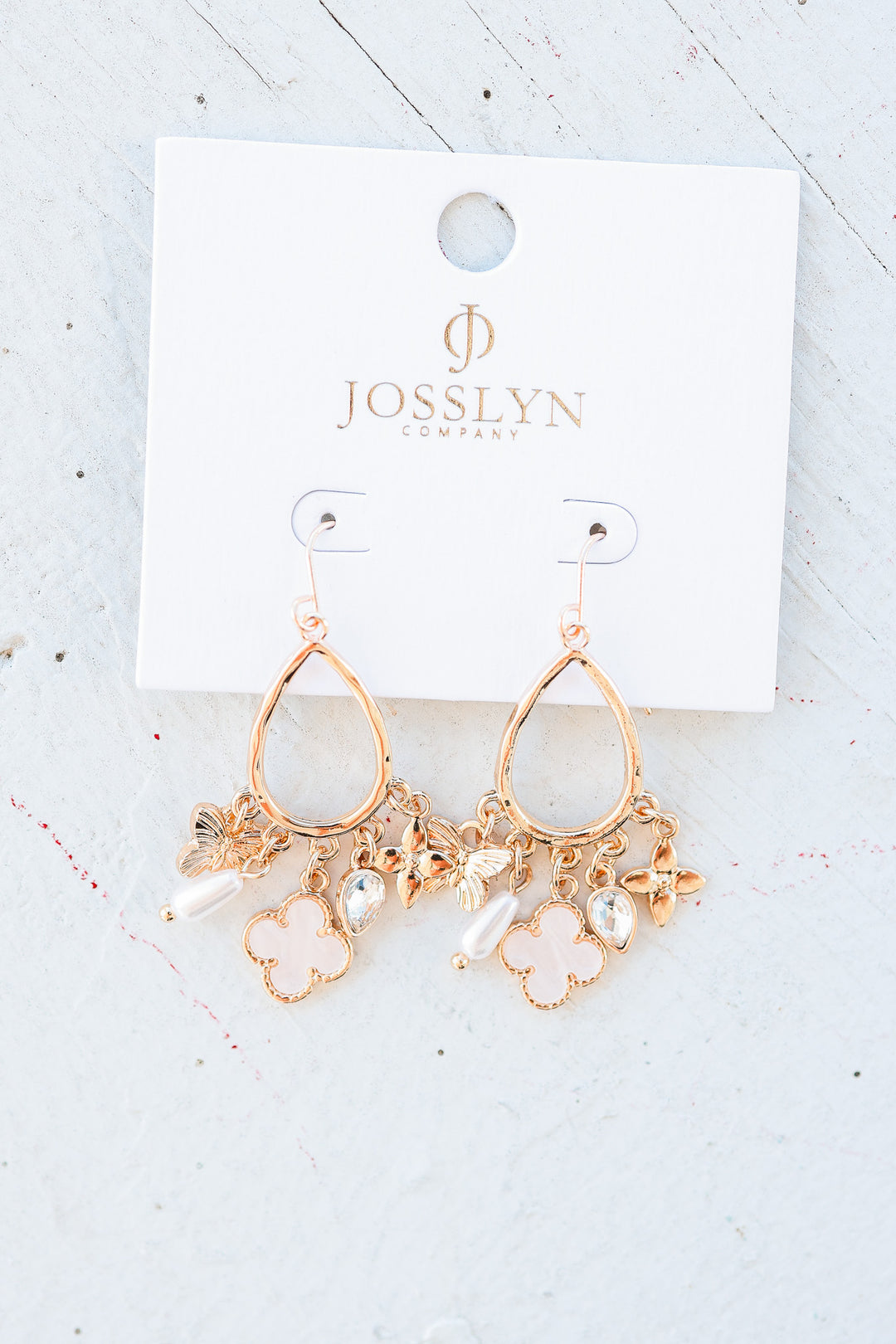 Multi Charm Clover Teardrop Earrings