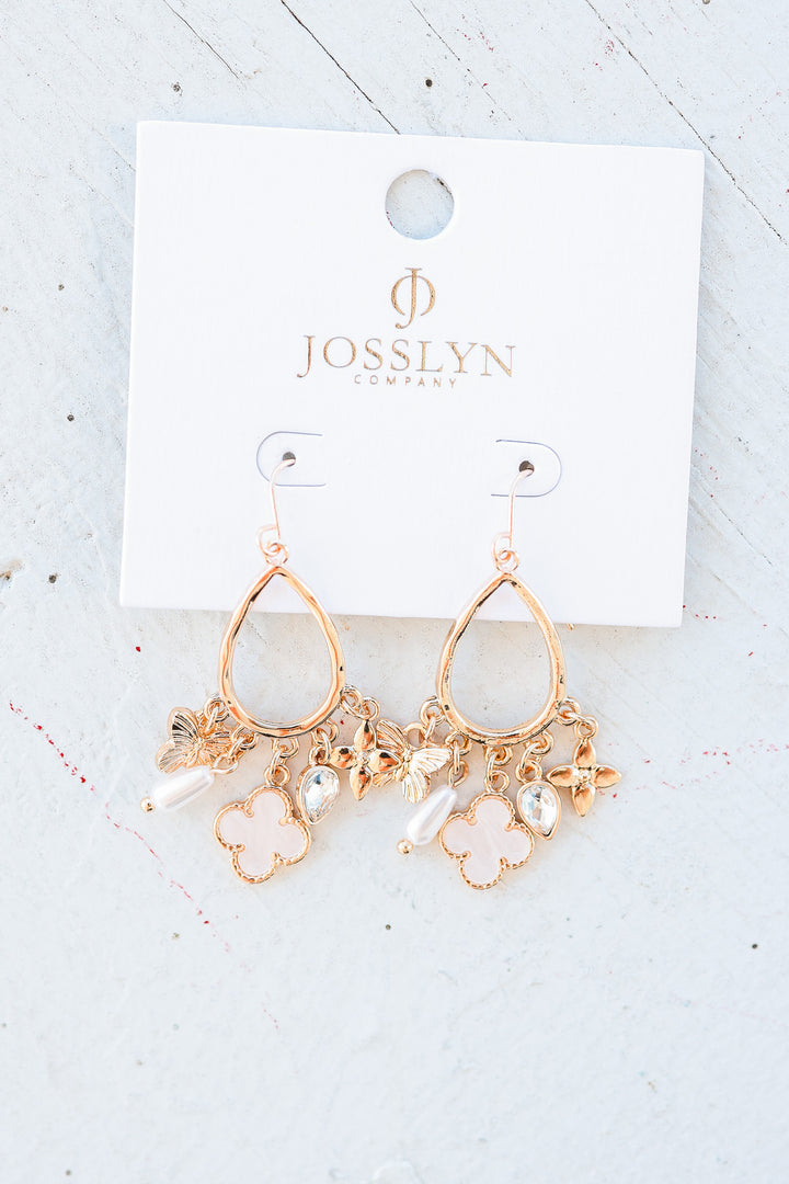 Multi Charm Clover Teardrop Earrings