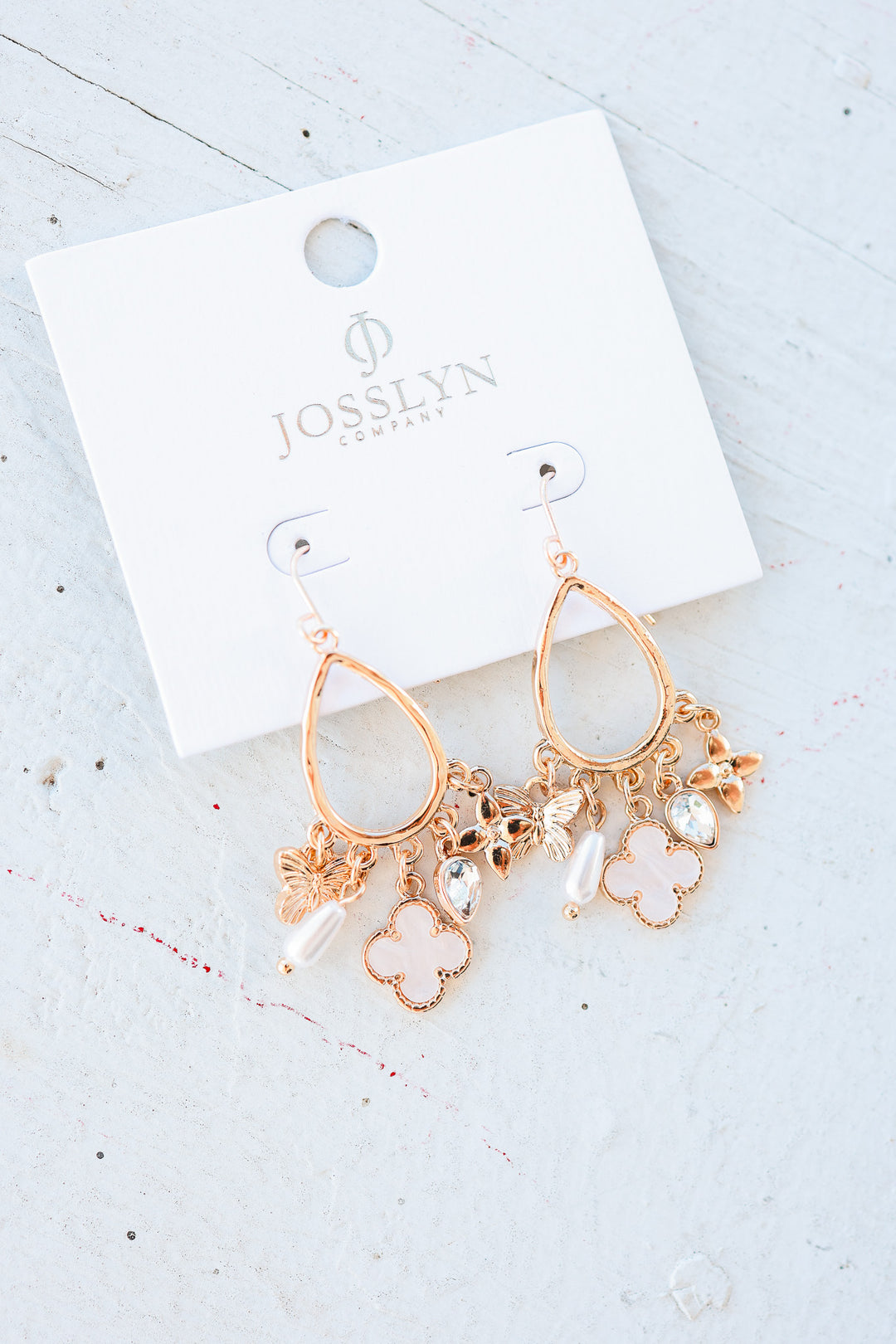 Multi Charm Clover Teardrop Earrings