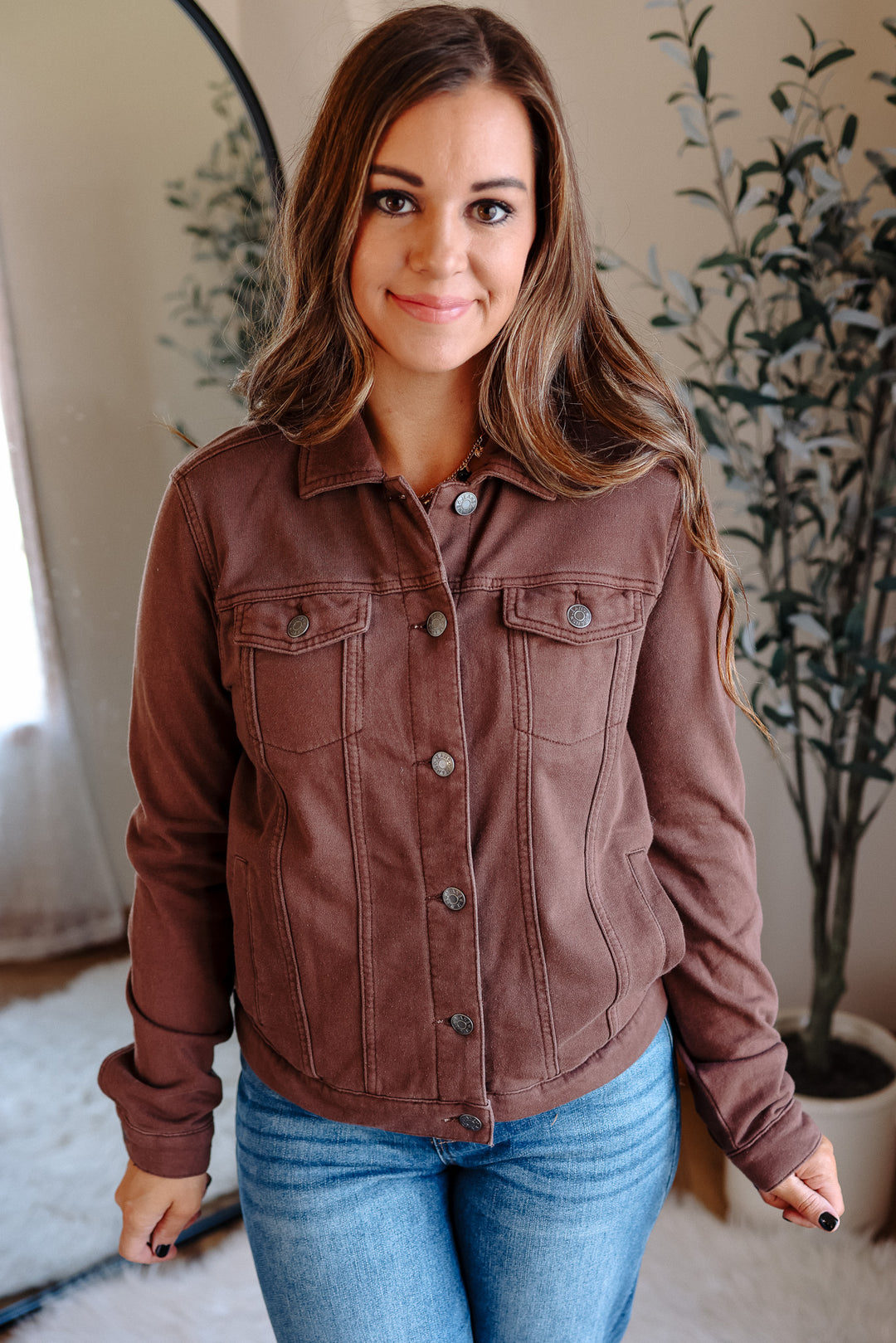 Cassie Cotton Fleece Jacket - Brown