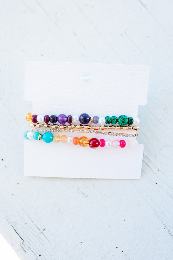 Mia Multi Colored Glass Beaded Bracelet