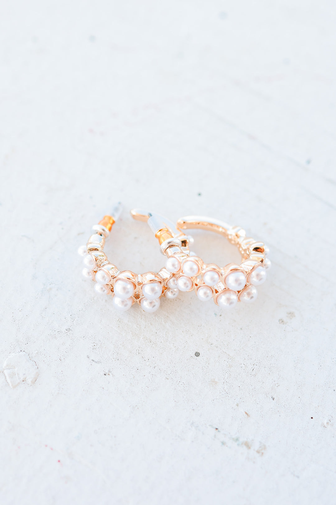 Double Row Pearl Mini Huggie Hoop Earrings