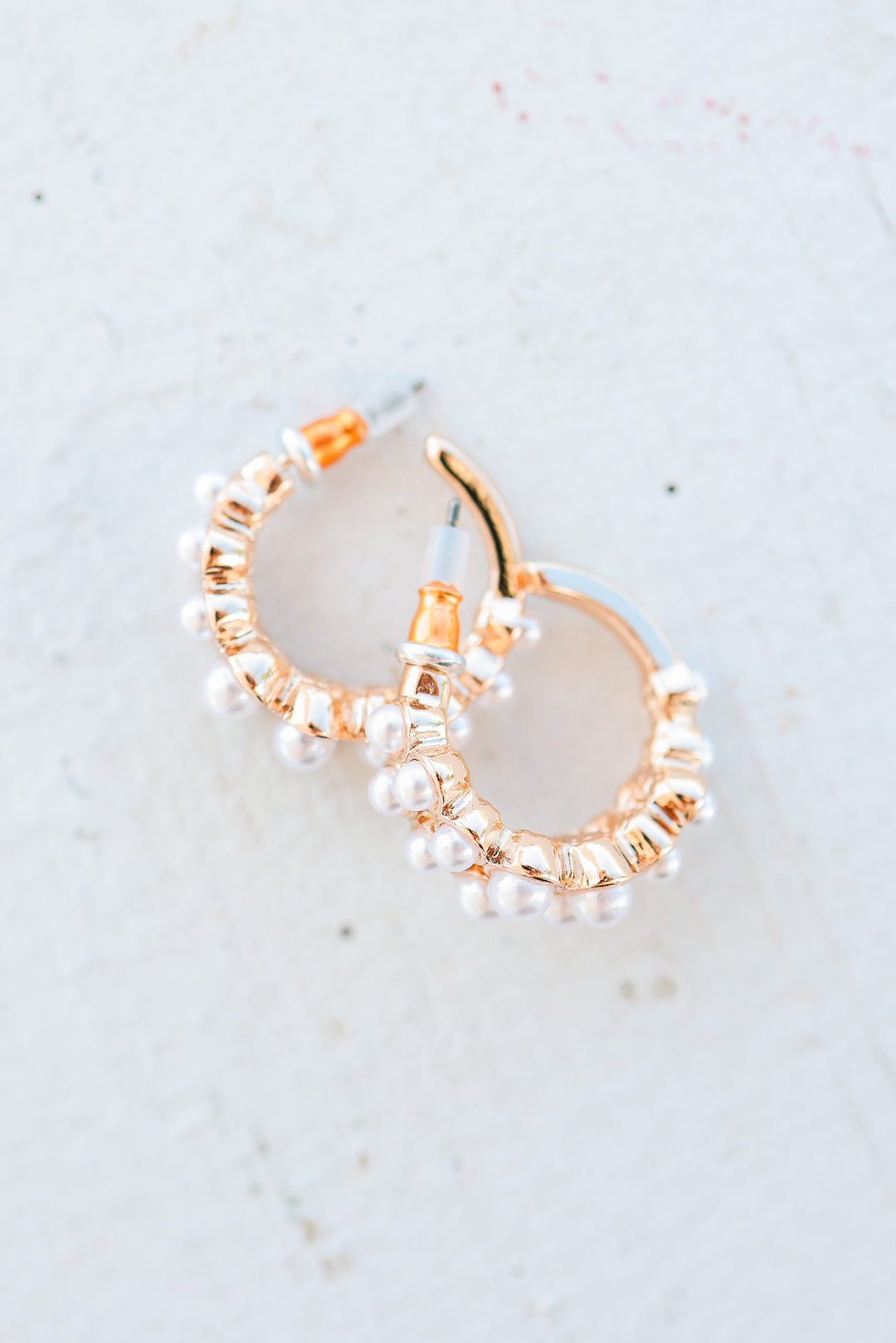 Double Row Pearl Mini Huggie Hoop Earrings