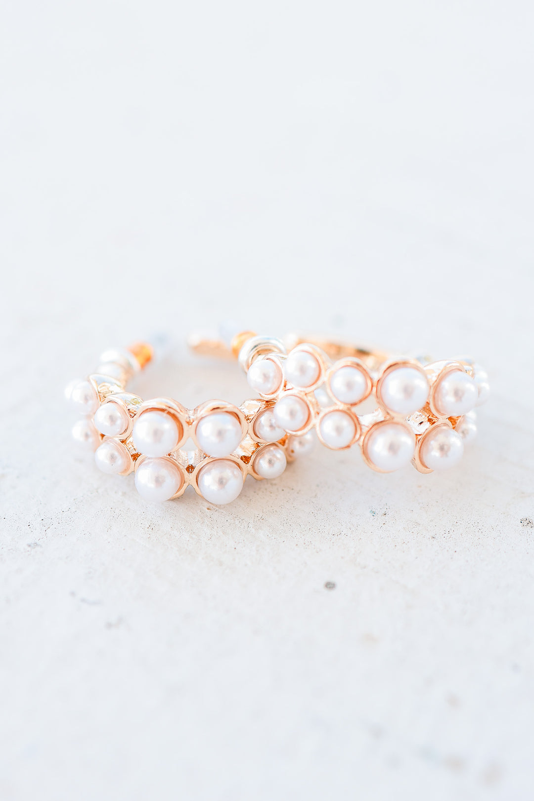 Double Row Pearl Mini Huggie Hoop Earrings