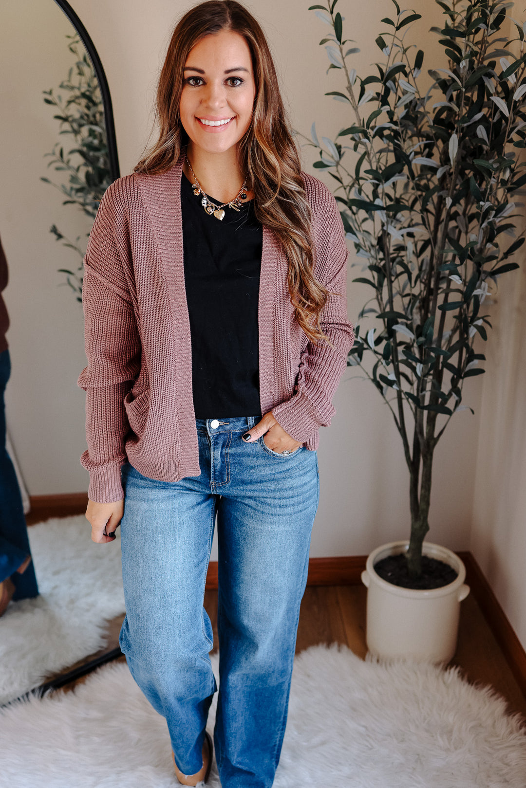 Braylee Cardigan - Red Bean