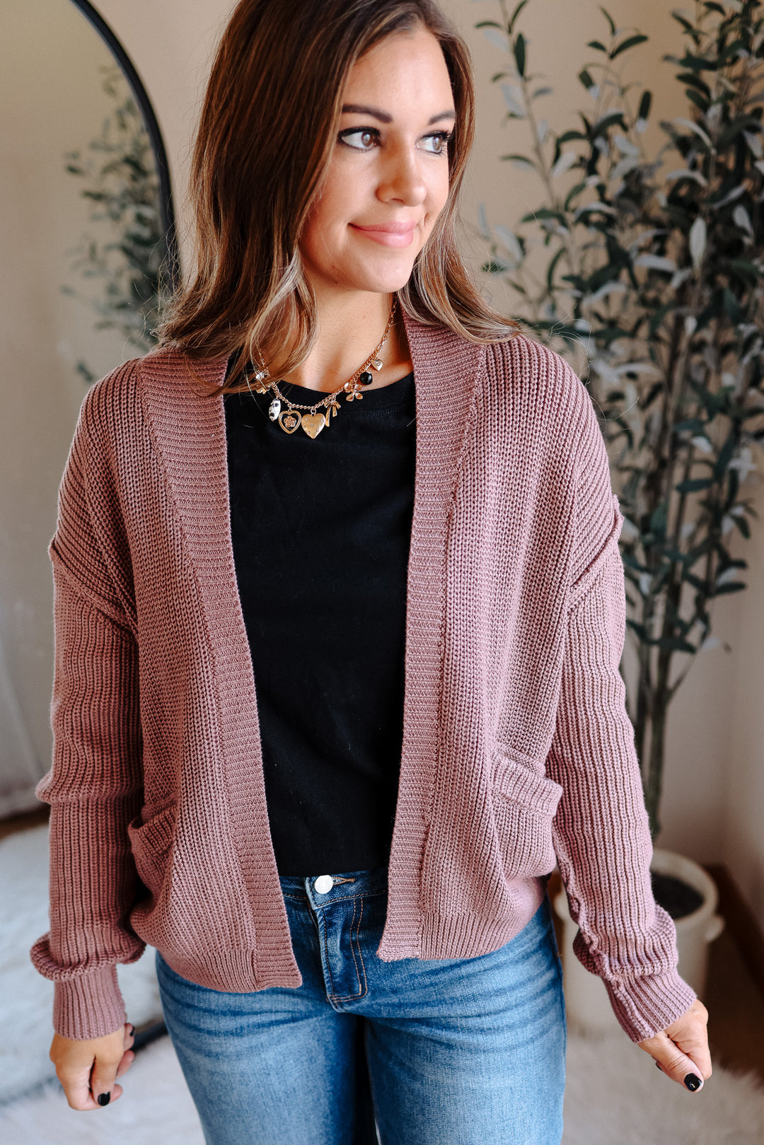 Braylee Cardigan - Red Bean