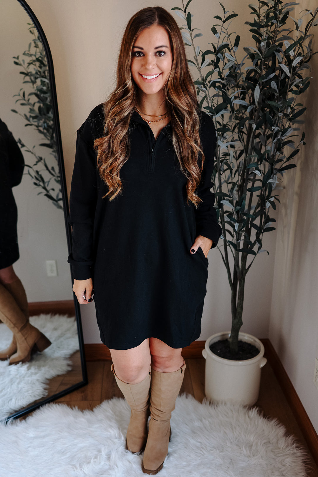 Jersey Lounge Sweatshirt Dress - Black